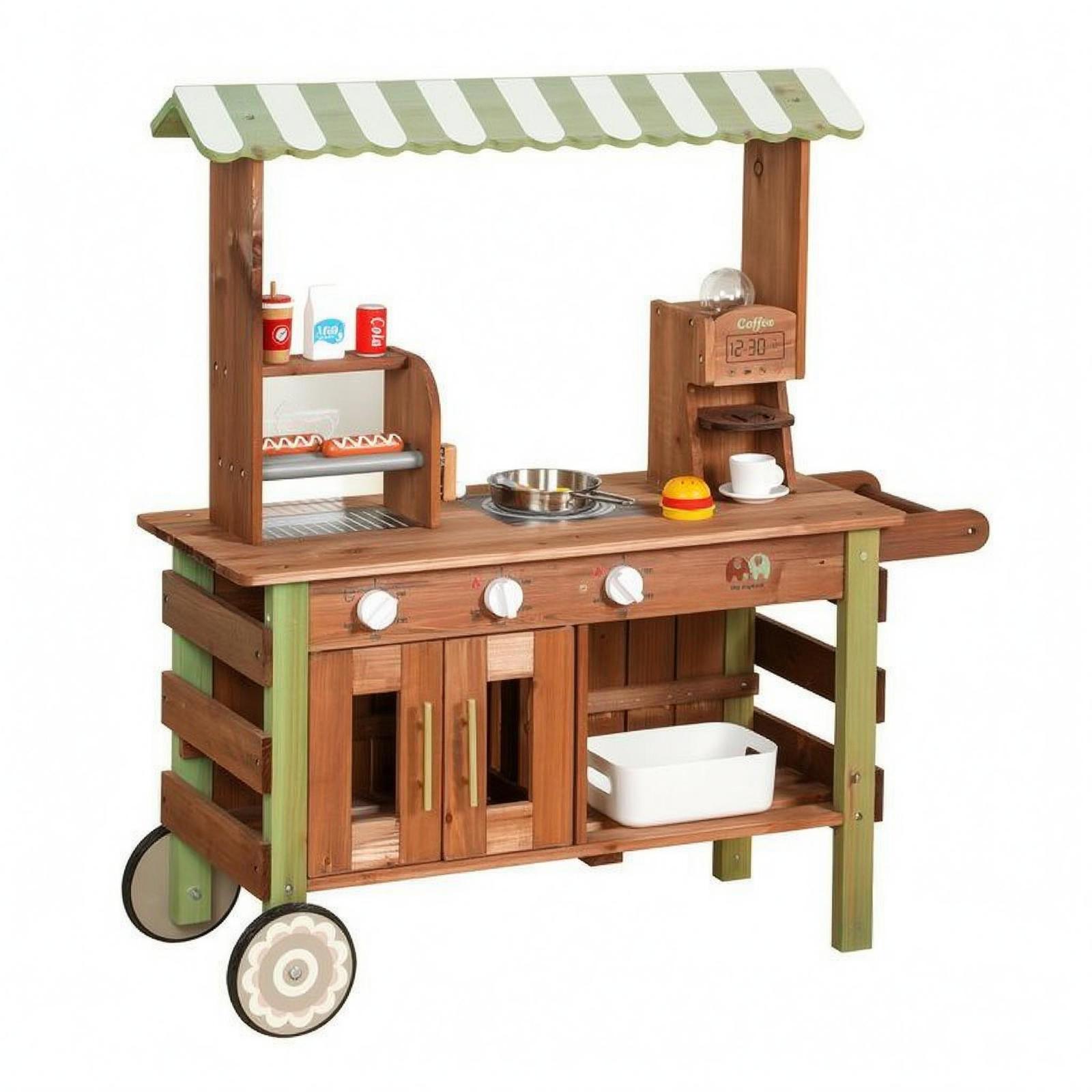 Kids Toys Kitchen Set - 子供向けのおもちゃセット。ごっこ遊びができるキッチン、マーケット、木製の食料品店。年齢層：[年齢指定があれば挿入]