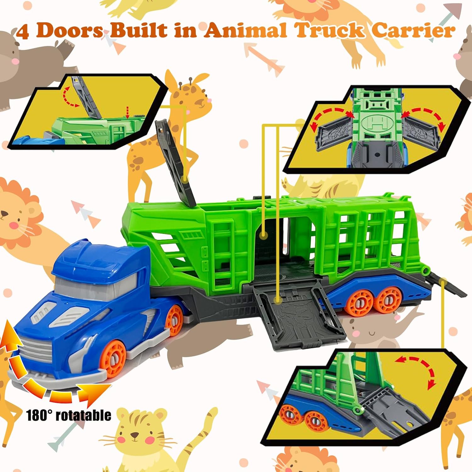 恐竜をテーマにした動物輸送車両のおもちゃセットには、輸送車両 - Kids Toys Xmas のレビューと価格