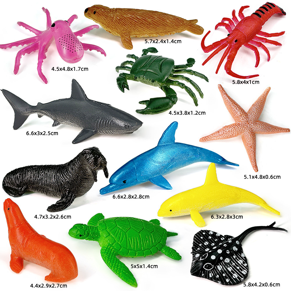 12個セット 海洋生物セット 動物モデル クマガニ イカ ヒ - Kids Toys 3 Year Old のレビューと価格