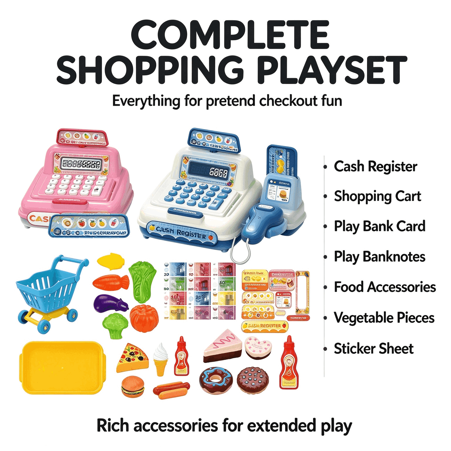 シミュレーションのレジのおもちゃ、デザートセット。子供向けの - Toy Cash Register のレビューと価格